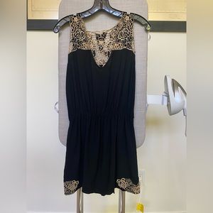 Ark & Co. Short Dress (Small) (Black, Gold)( Flower Design)